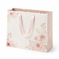 Borsa regalo 32 x 12 x 26 cm in carta rosa con manici in nastro - motivo floreale