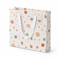 Sacchetto regalo 32 x 12 x 26 cm in carta bianca con manici in nastro motivo maculato
