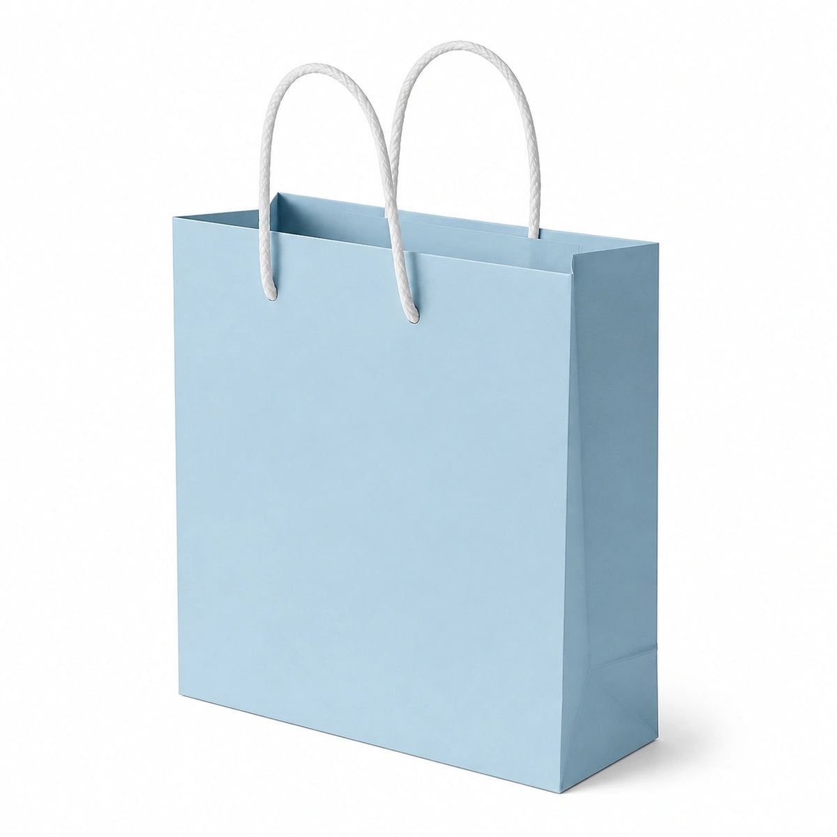 Borsa regalo 30 x 12 x 25 cm in carta azzurro chiaro con manici in corda