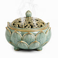 Bruciatore d'incenso in ceramica verde 18 cm - traforato decorativo da appoggio