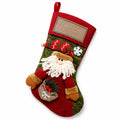 Calza natalizia 45 cm in tessuto rosso verde con Babbo Natale da appendere