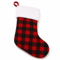 Calza decorativa natalizia 45 cm in tessuto rosso nero e bianco - fantasia a quadri con bordo morbido e passante