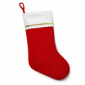 Calza decorativa 45 cm in feltro rosso e bianco con passante da appendere