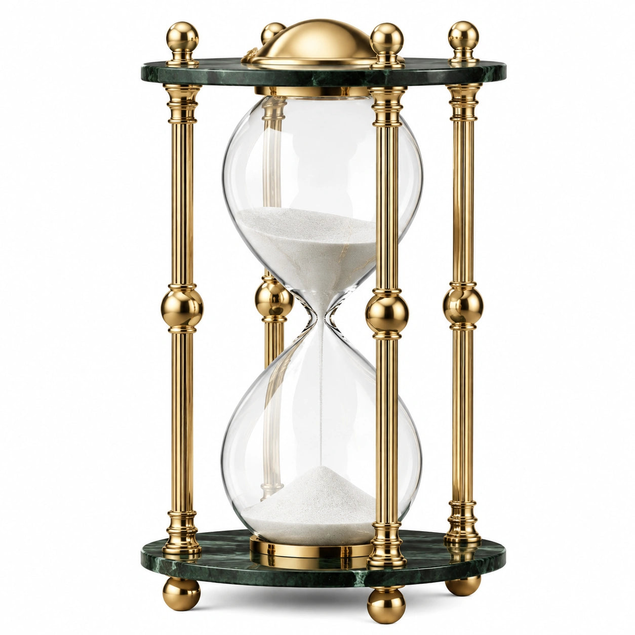 Clessidra decorativa 20 x 20 x 36 cm in vetro trasparente e metallo dorato stile classico