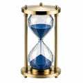 Clessidra decorativa 12 x 25 cm in vetro trasparente e metallo dorato con sabbia blu