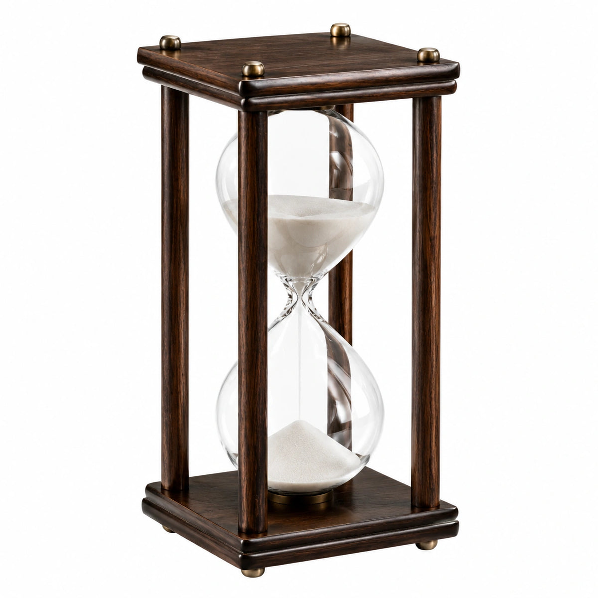 Clessidra decorativa da tavolo 20 x 20 x 40 cm in vetro e legno marrone stile classico