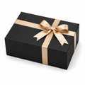 Scatola regalo 30 x 22 x 10 cm in cartone nero e oro con nastro di raso - confezione elegante con coperchio