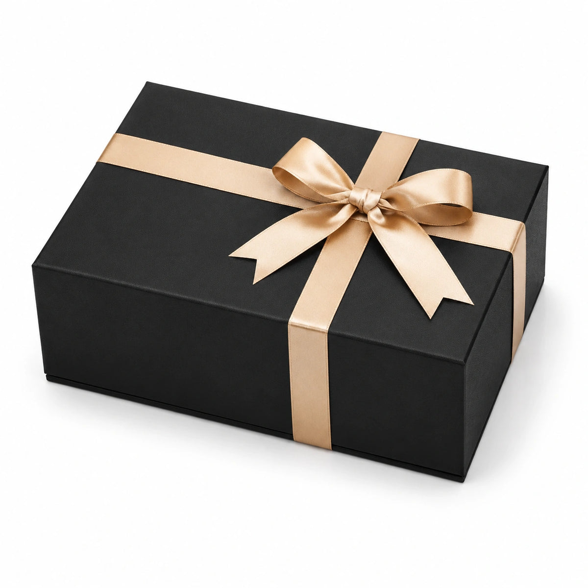 Scatola regalo 30 x 22 x 10 cm in cartone nero e oro con nastro di raso - confezione elegante con coperchio