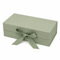 Scatola regalo 30 x 20 x 10 cm in cartone verde salvia con nastro decorativo stile elegante