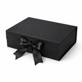 Scatola regalo 30 x 22 x 10 cm in cartone nero con nastro stile elegante