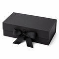 Scatola regalo 30 x 20 x 10 cm in cartone nero con nastro decorativo - stile elegante