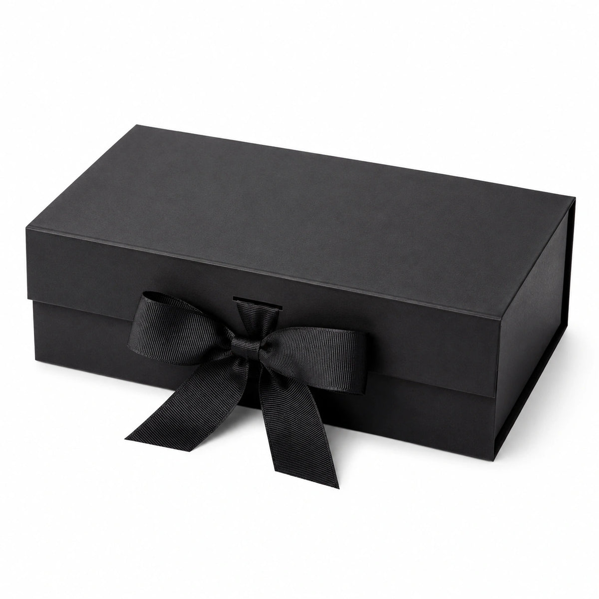 Scatola regalo 30 x 20 x 10 cm in cartone nero con nastro decorativo - stile elegante