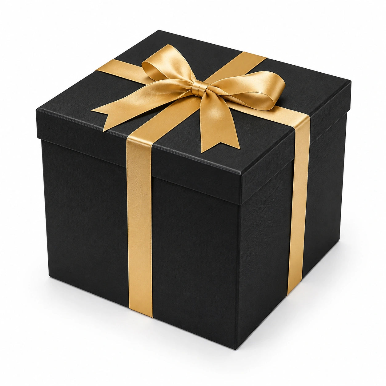 Scatola regalo 25 x 25 x 25 cm in cartone nero e oro con nastro decorativo elegante