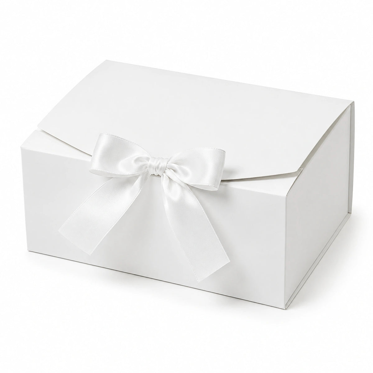 Scatola regalo 25 x 20 x 10 cm in cartoncino bianco con nastro decorativo