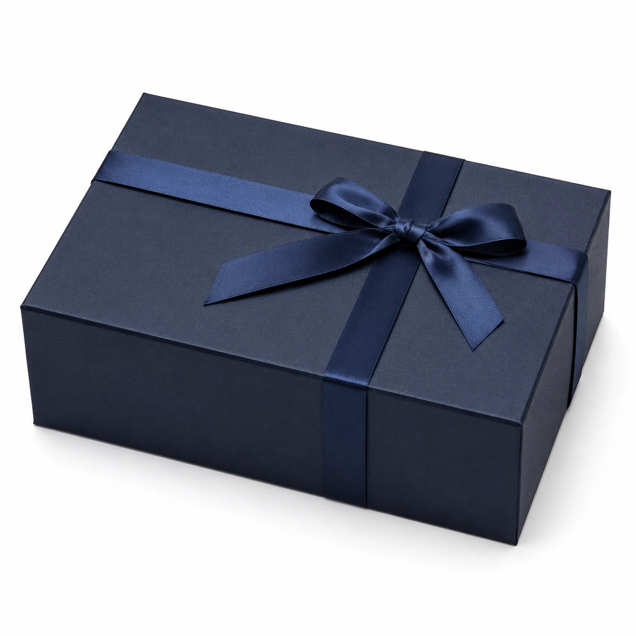 Scatola regalo 25 cm x 18 cm x 8 cm in cartone blu navy con nastro decorativo - stile elegante